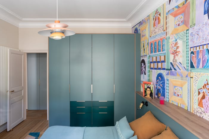 Dressing en hauteur bleue canard