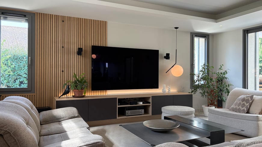 Le meuble TV vue de face