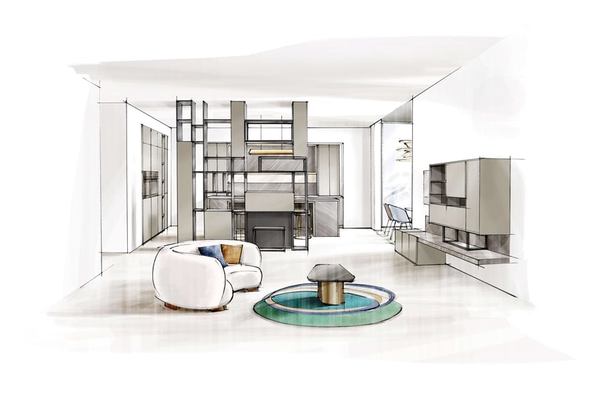 croquis-agencement-cuisine-ouverte-sur-salon-perene croquis-agencement-cuisine-ouverte-sur-salon-perene