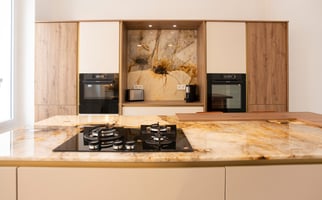 Façades cuisine beige marbré Perene Façades cuisine beige marbré Perene