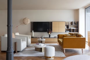 Salon décoré et agencé au style Mid Century