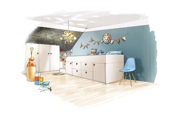 Lit enfant et rangement sur mesure Perene
