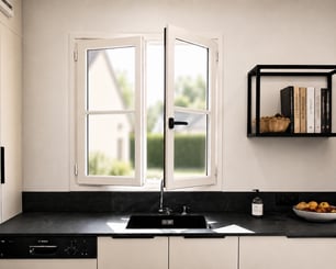 Un espace évier baigné de lumière naturelle Un espace évier baigné de lumière naturelle