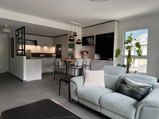 Cuisine ouverte champagne et bois