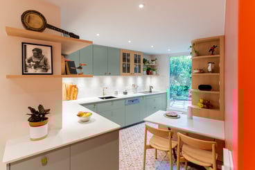 cuisine vert opaline terrazzo sol carreaux de ciment