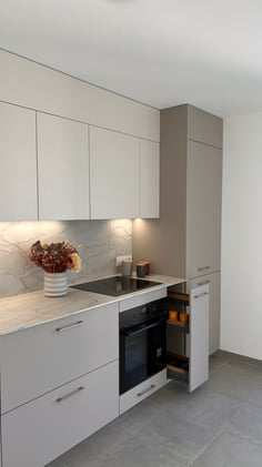 Vue d'un détail d'un meuble bas de la cuisine