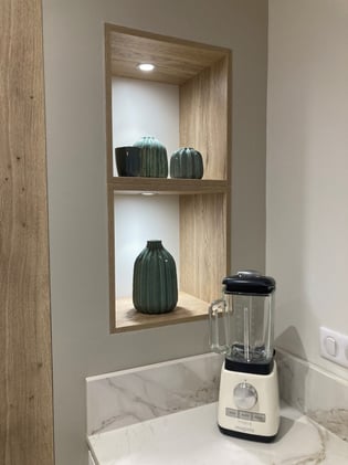 Mélange de matière bois & pierre