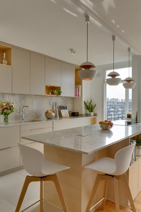 cuisine ilot en marbre perene Domus