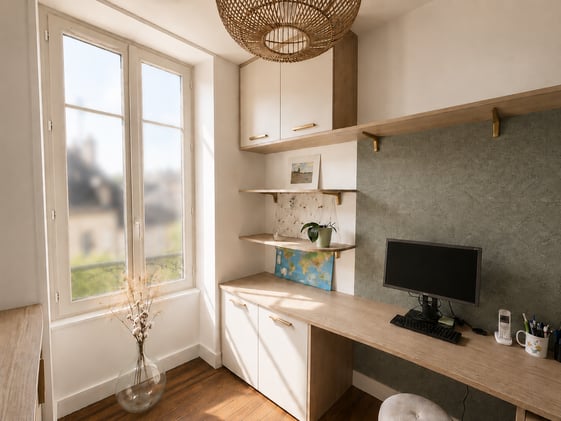 Un bureau où chaque élément trouve naturellement sa place.