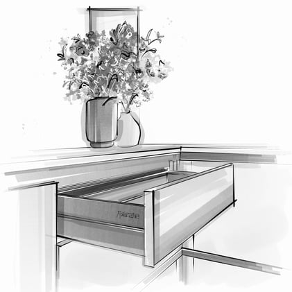 Une cuisine sur mesure blanche avec îlot