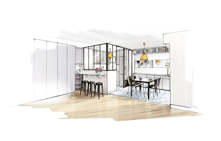 Perene cuisine veranda illustration couleur RVB-