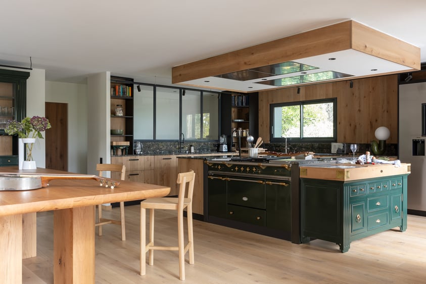 Cuisine ilot bois marbre Perene Cuisine ilot bois marbre Perene
