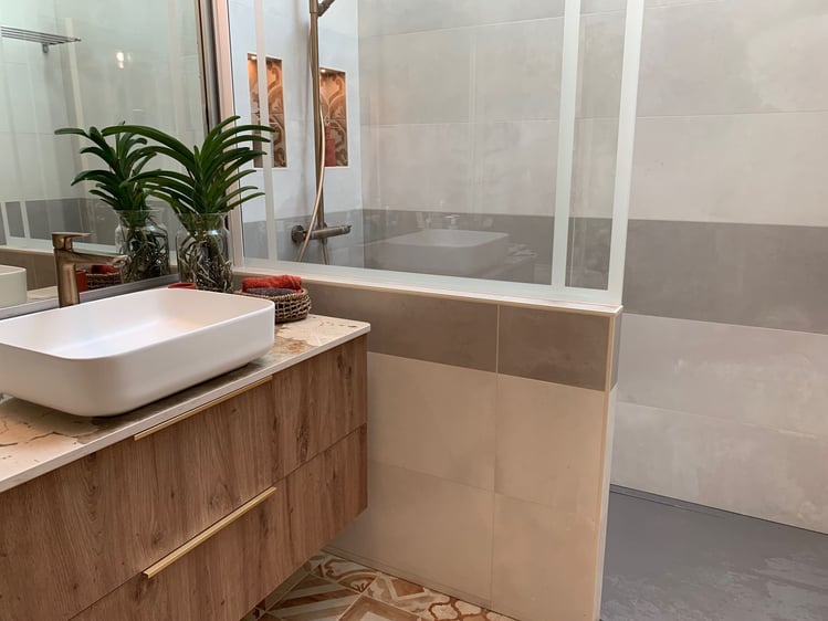 meuble salle de bains paroi de douche 