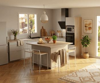 Cuisine Blanc Bois Cosy