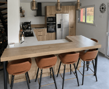 Cuisine en U Chêne et Dekton