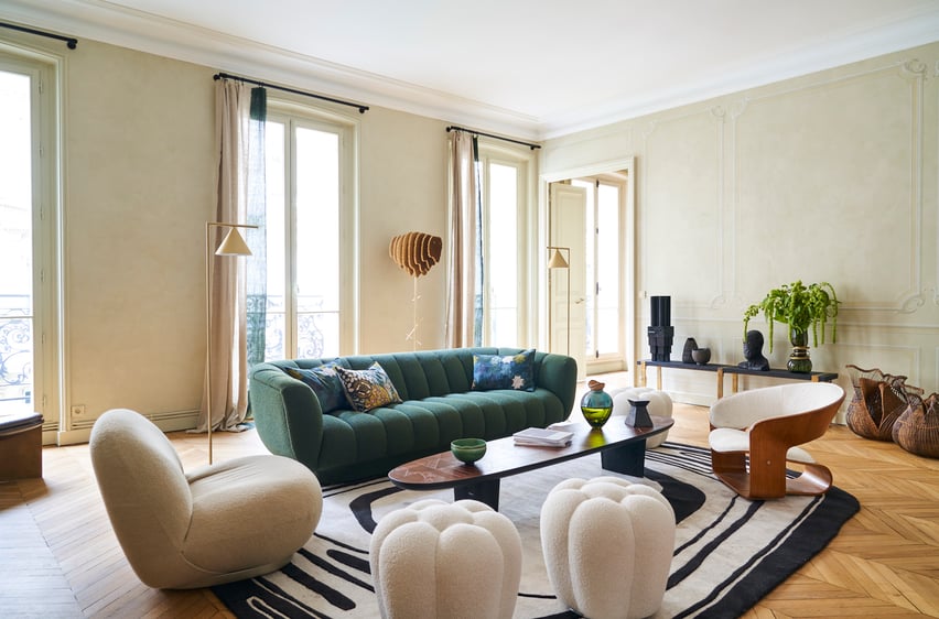 Renovation salon appartement haussmannien Perene