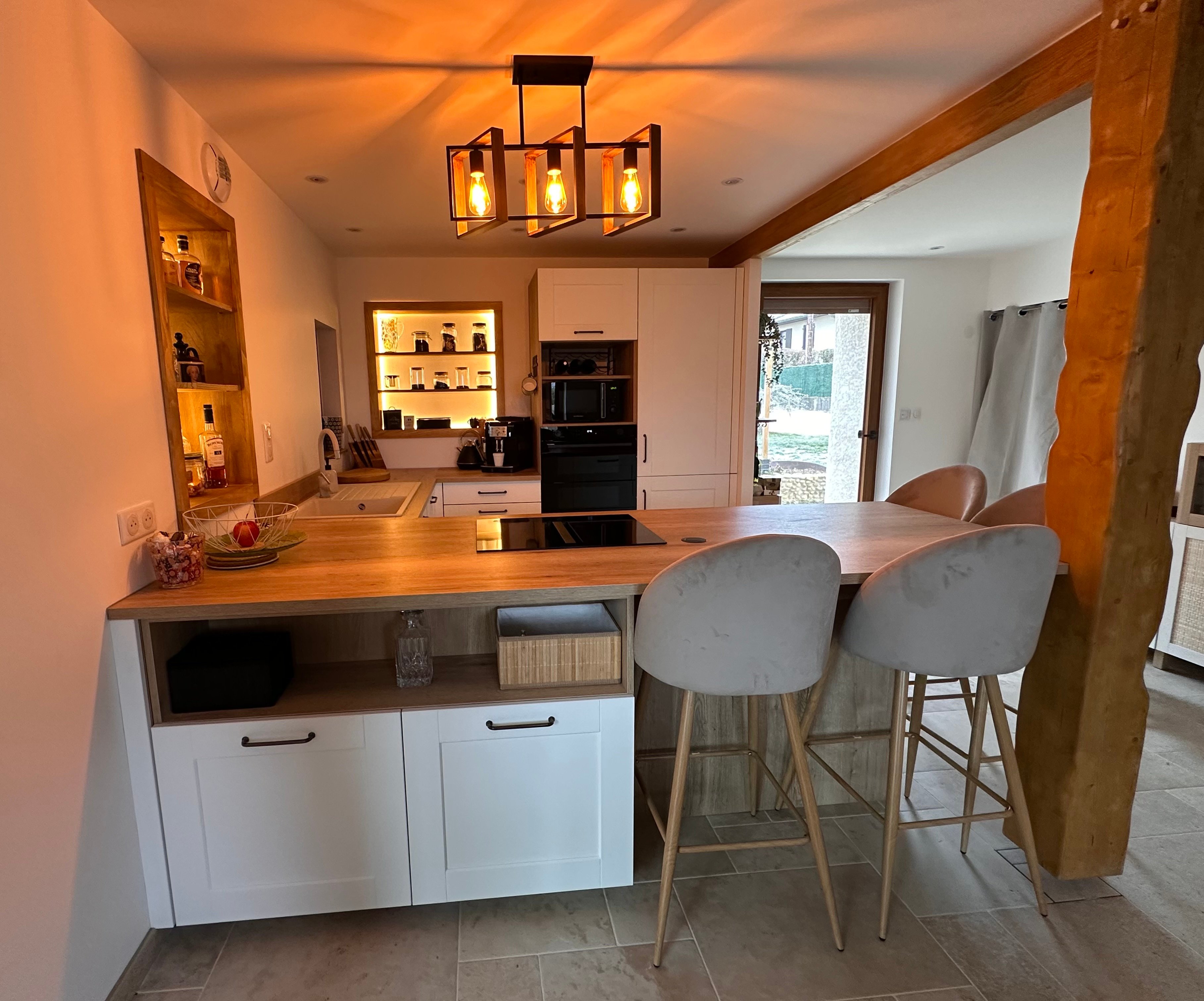 pillat blanc mat et chêne vintage 4