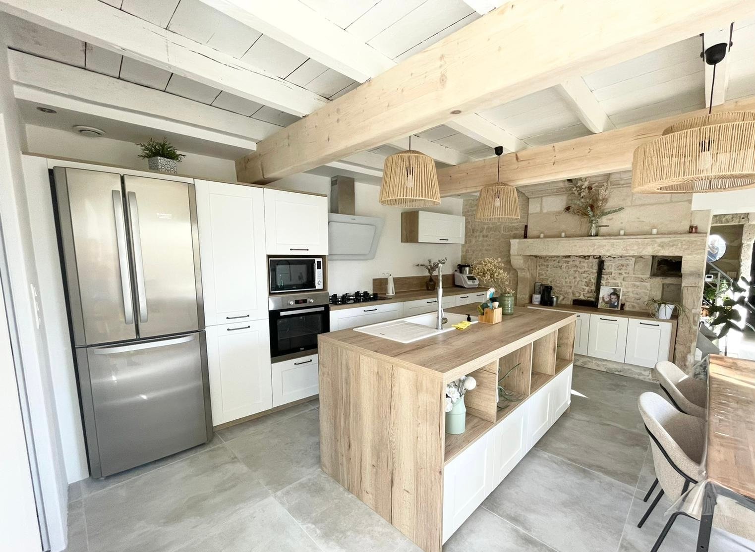 cuisine campagne blanche et bois