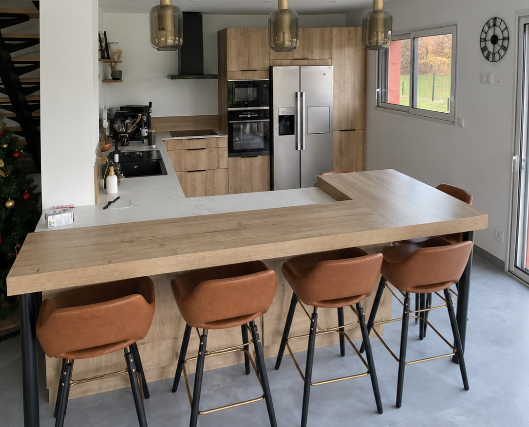 Cuisine en U Chêne et Dekton